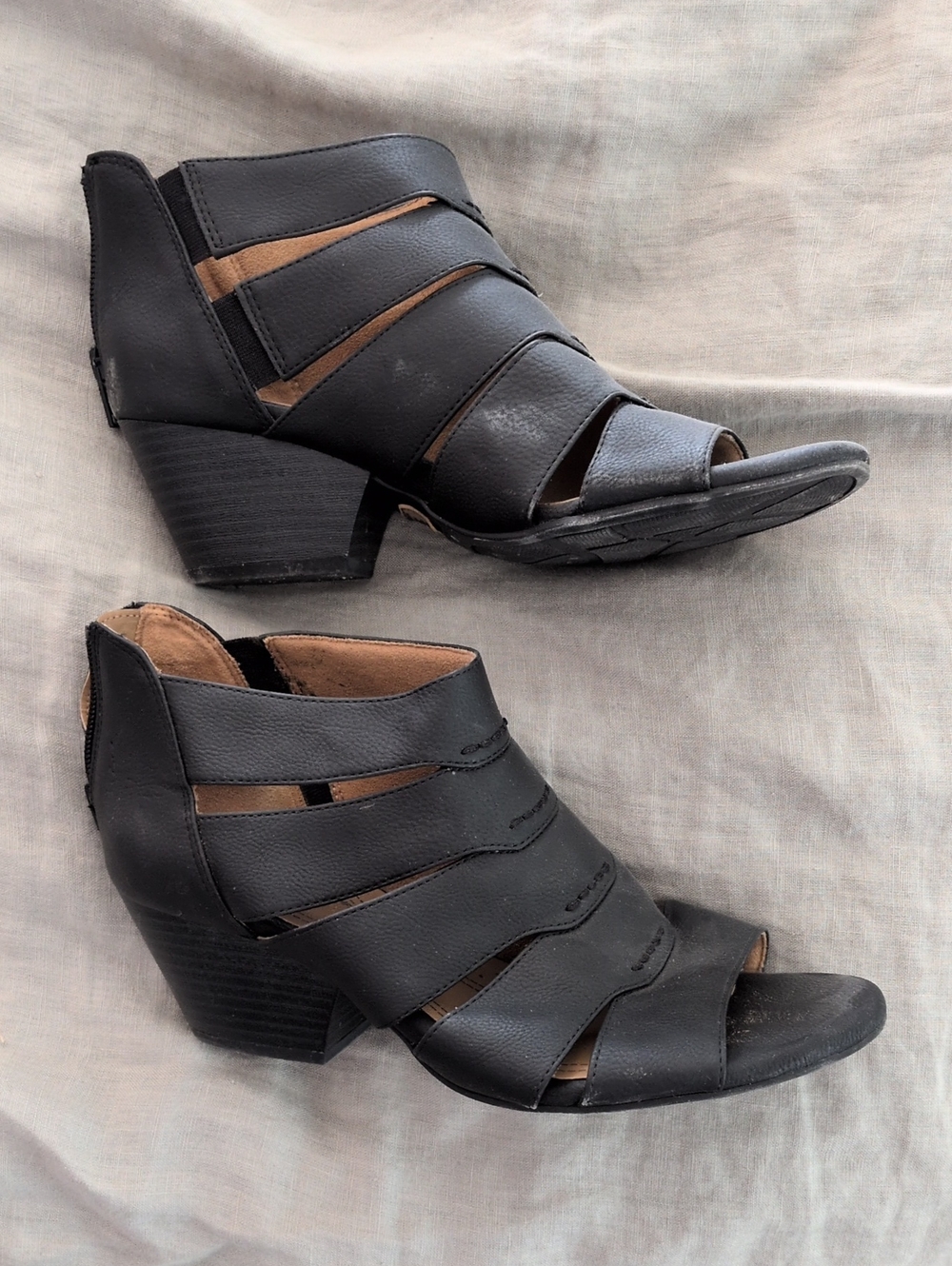 Naturalizer Black Cutout Heeled Booties